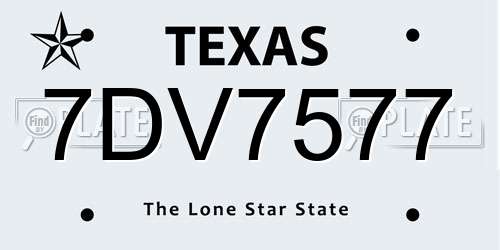 7DV7577 Texas License Plate
