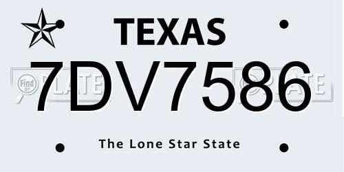 7DV7586 Texas License Plate