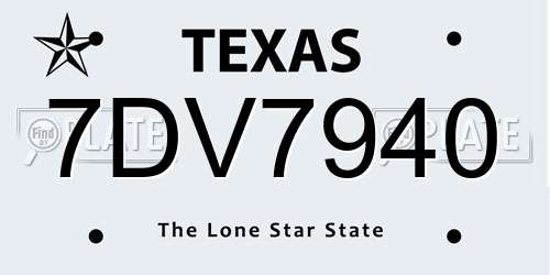 7DV7940 Texas License Plate