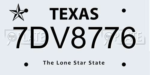 7DV8776 Texas License Plate