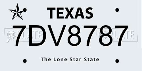 7DV8787 Texas License Plate