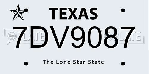 7DV9087 Texas License Plate