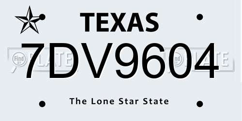 7DV9604 Texas License Plate