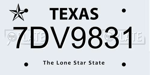 7DV9831 Texas License Plate