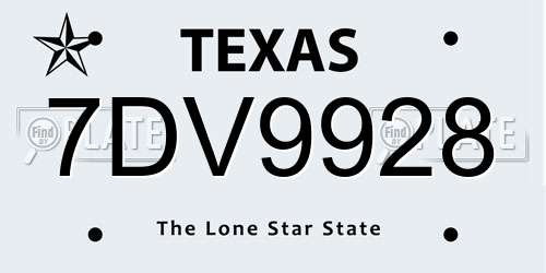 7DV9928 Texas License Plate