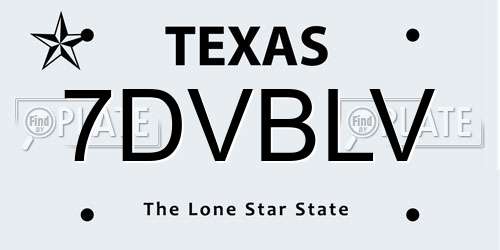 7DVBLV Texas License Plate