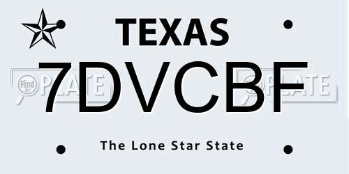 7DVCBF Texas License Plate