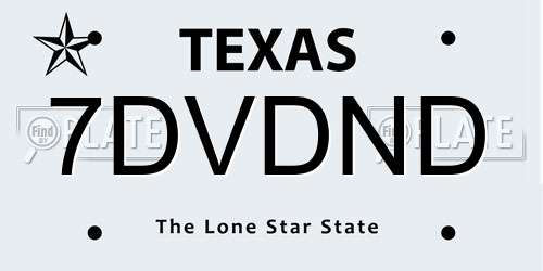 7DVDND Texas License Plate