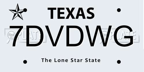 7DVDWG Texas License Plate