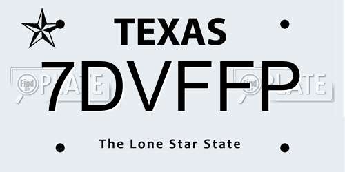 7DVFFP Texas License Plate