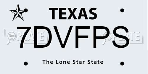 7DVFPS Texas License Plate