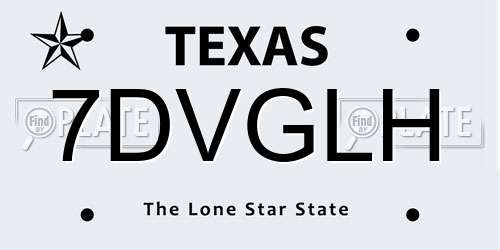 7DVGLH Texas License Plate