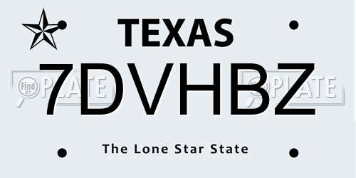 7DVHBZ Texas License Plate