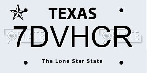 7DVHCR Texas License Plate