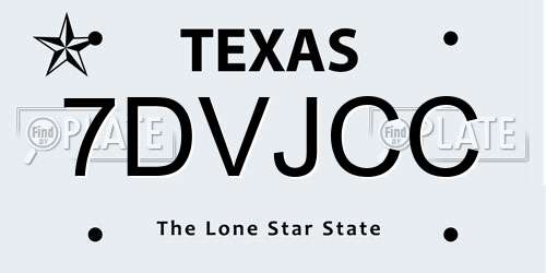 7DVJCC Texas License Plate