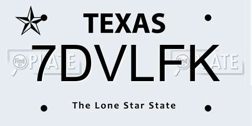 7DVLFK Texas License Plate
