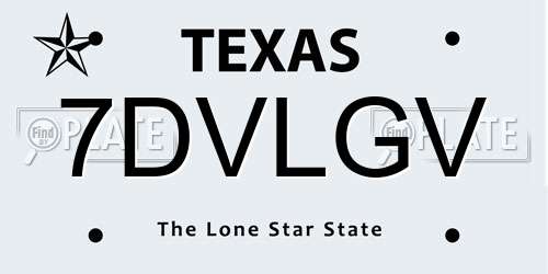7DVLGV Texas License Plate
