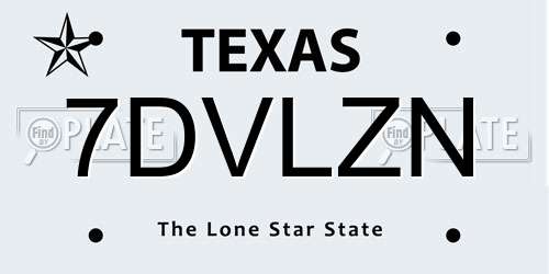 7DVLZN Texas License Plate