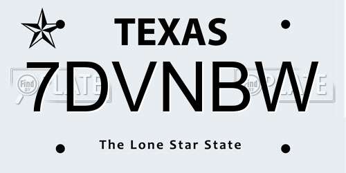 7DVNBW Texas License Plate