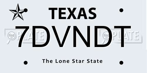 7DVNDT Texas License Plate