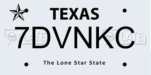 7DVNKC Texas License Plate