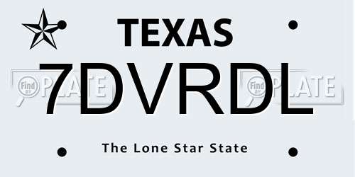 7DVRDL Texas License Plate