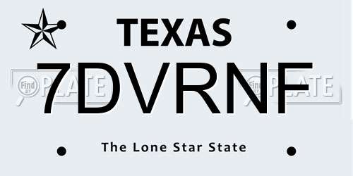 7DVRNF Texas License Plate