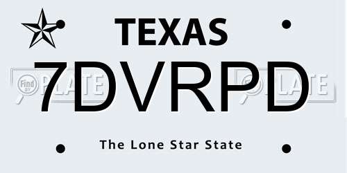 7DVRPD Texas License Plate