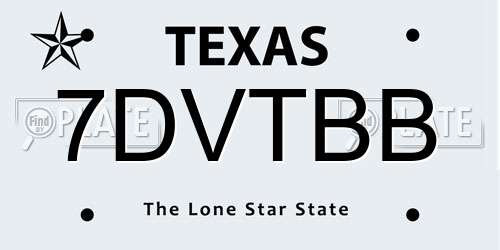 7DVTBB Texas License Plate