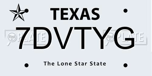 7DVTYG Texas License Plate