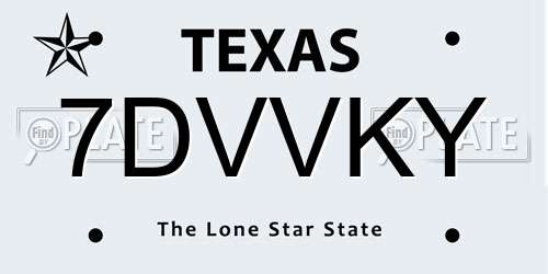7DVVKY Texas License Plate