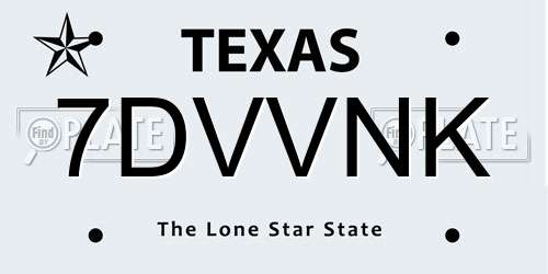 7DVVNK Texas License Plate