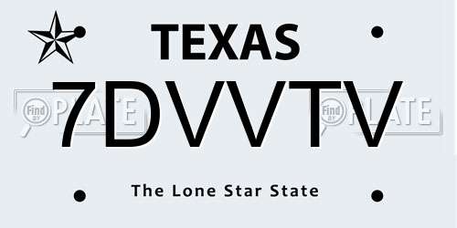 7DVVTV Texas License Plate