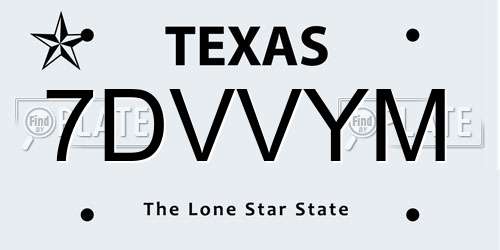 7DVVYM Texas License Plate