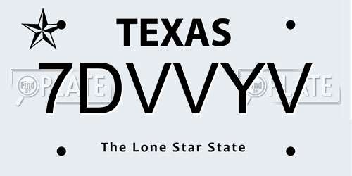 7DVVYV Texas License Plate