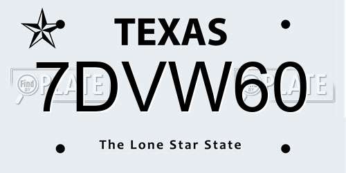 7DVW60 Texas License Plate