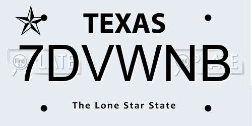 7DVWNB Texas License Plate