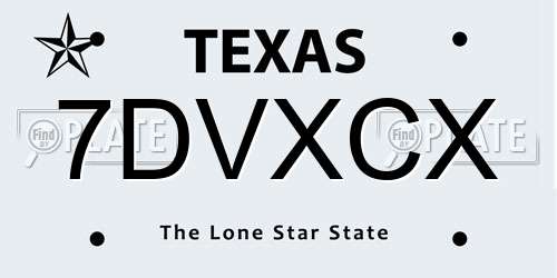 7DVXCX Texas License Plate