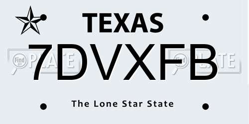 7DVXFB Texas License Plate