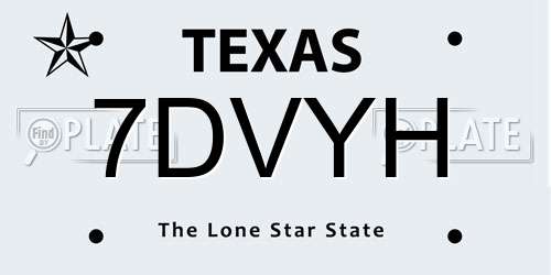 7DVYH Texas License Plate