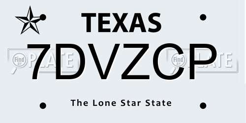 7DVZCP Texas License Plate