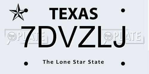 7DVZLJ Texas License Plate