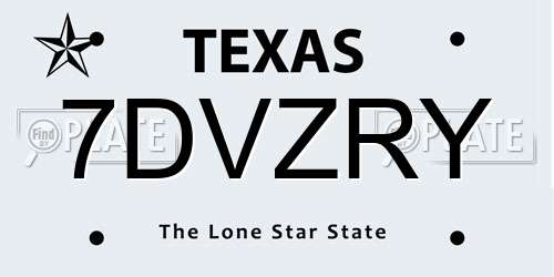 7DVZRY Texas License Plate