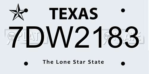 7DW2183 Texas License Plate