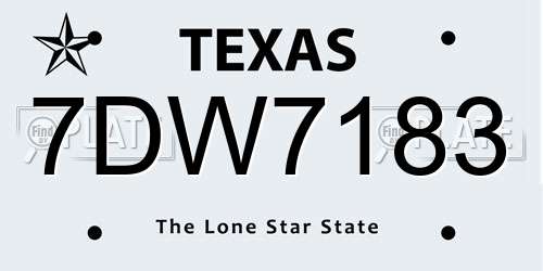 7DW7183 Texas License Plate