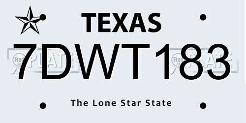 7DWT183 Texas License Plate