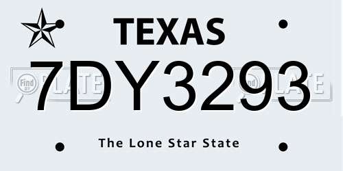 7DY3293 Texas License Plate