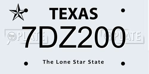 7DZ200 Texas License Plate
