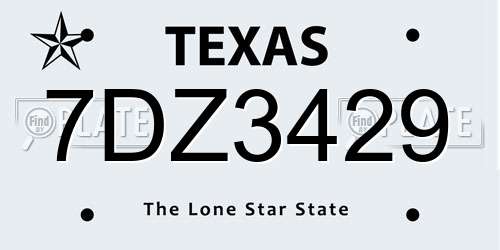 7DZ3429 Texas License Plate