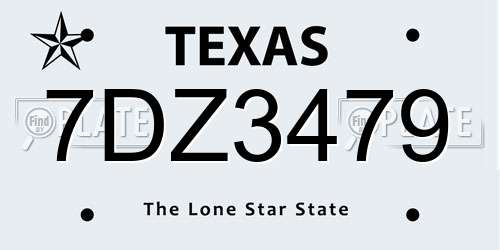 7DZ3479 Texas License Plate